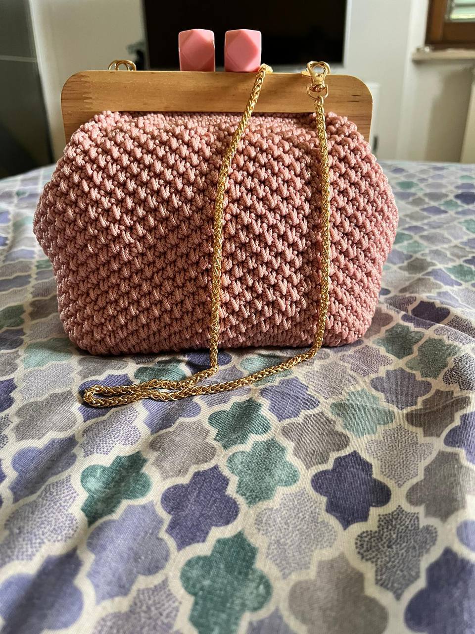 Blush Wood Frame Bag